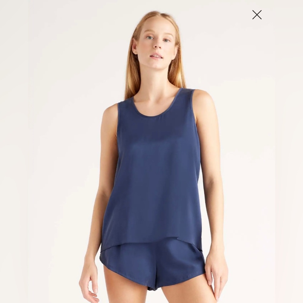 Quince Silk Sleep Tank Indigo Medium